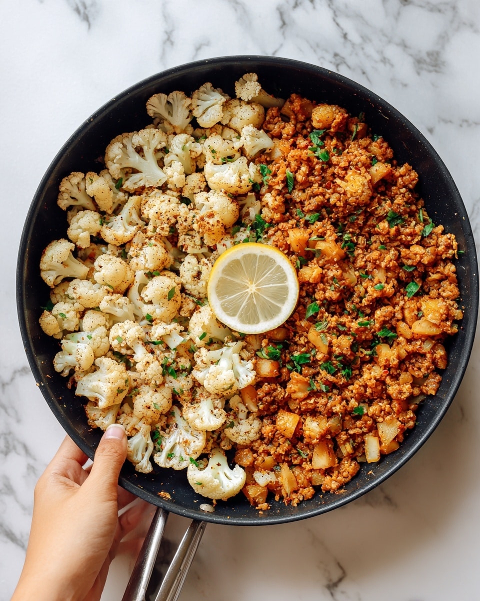 Garlic Butter Ground Turkey with Cauliflower Skillet Recipe - Recipe Image
