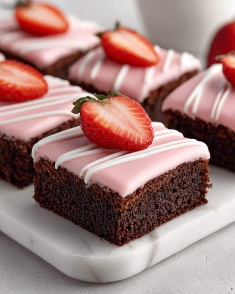 Strawberry Frosted Heart Shaped Brownies Recipe