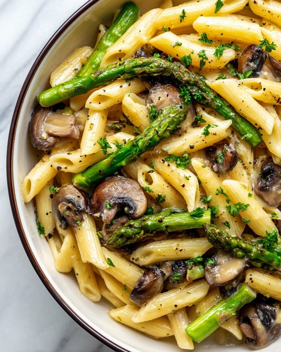 Creamy Mushroom and Asparagus Chicken Penne Recipe