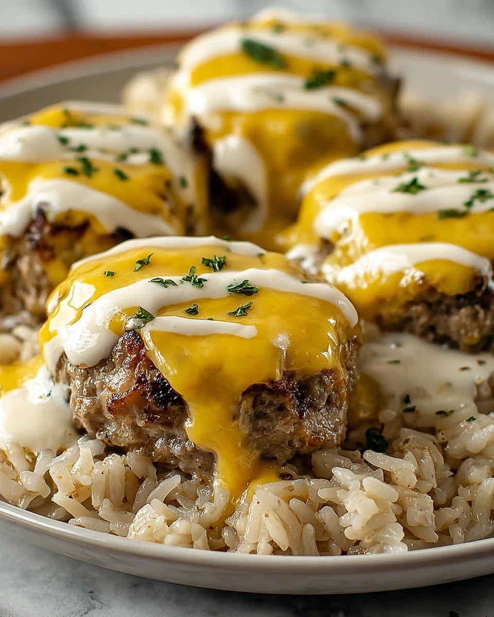 Garlic Butter Beef and Rice Skillet with Cheddar Parmesan Sauce Recipe - Recipe Image
