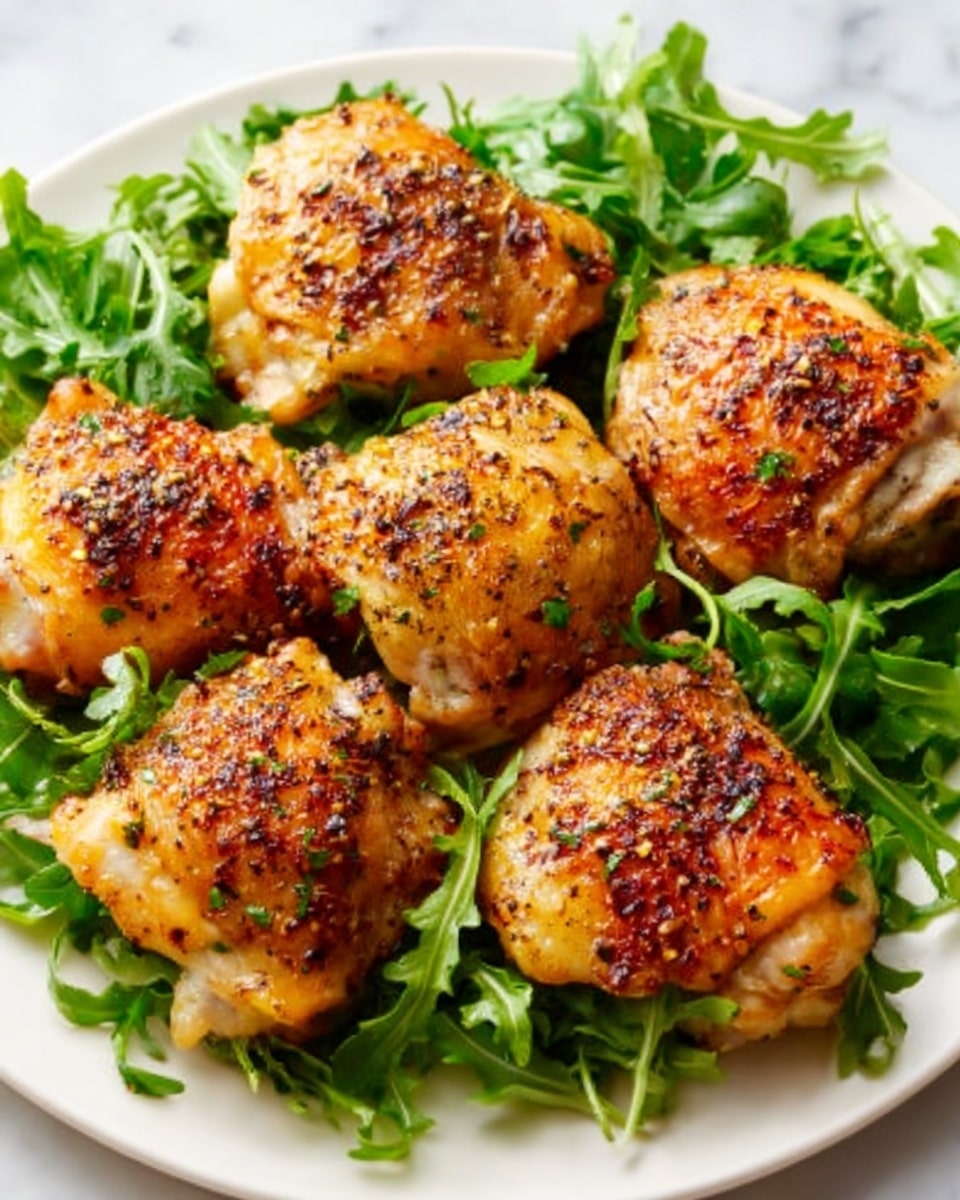 Oven Baked Honey Mustard Garlic Chicken Thighs Recipe - Recipe Image