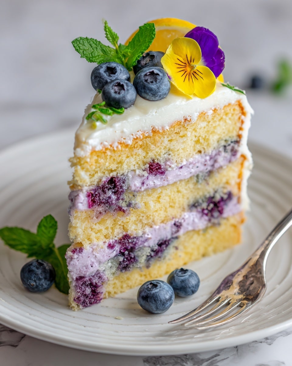 Lemon Blueberry Cheesecake Cake Recipe 4 Lemon Blueberry Cheesecake Cake Recipe - Recipe Image
