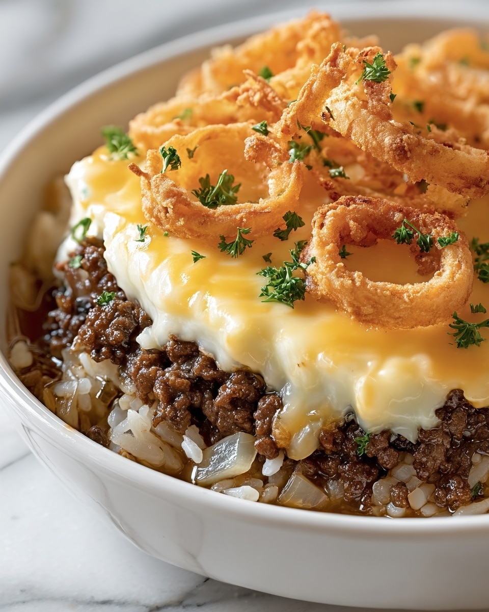 French Onion Ground Beef and Rice Casserole Recipe - Recipe Image