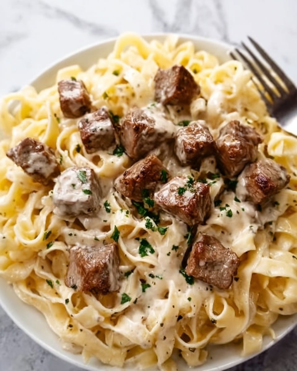 Garlic Butter Steak Bites with Creamy Parmesan Pasta Recipe