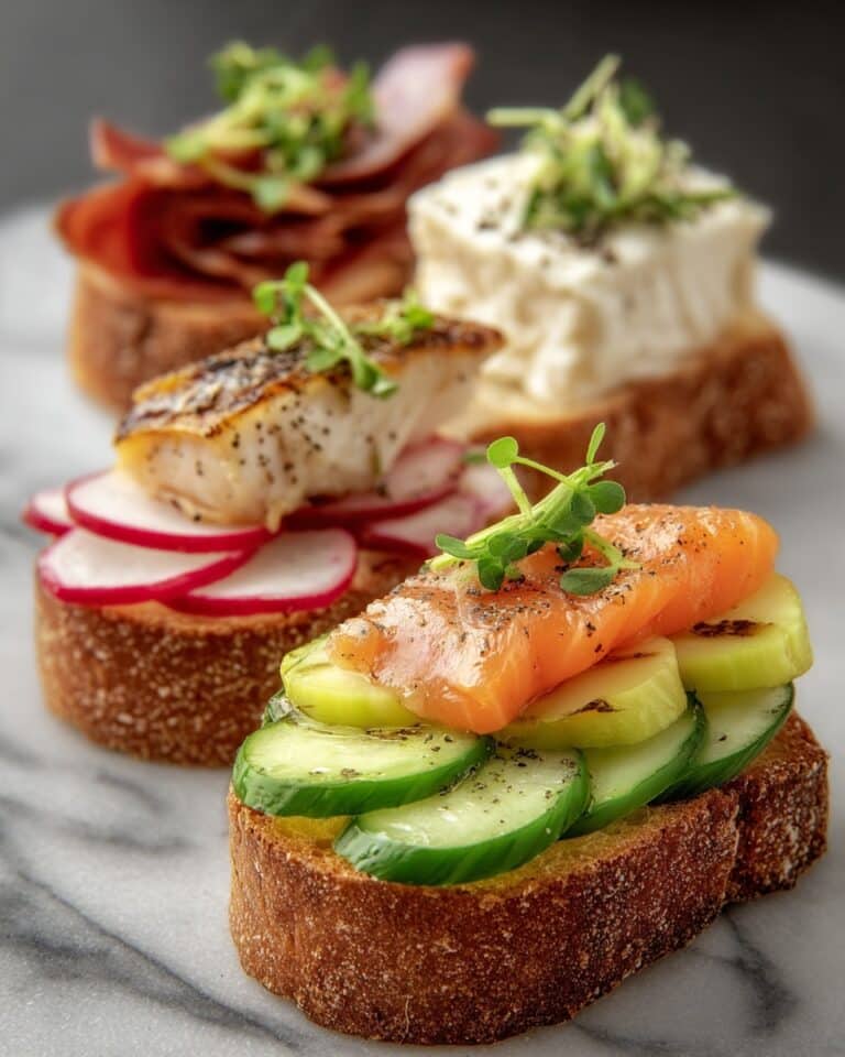 Mini Open Faced Sandwiches with Smoked Salmon and Fresh Toppings Recipe