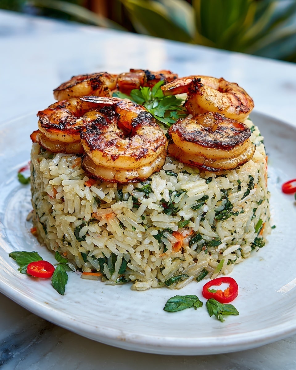 Garlic Butter Shrimp and Rice Stack Recipe