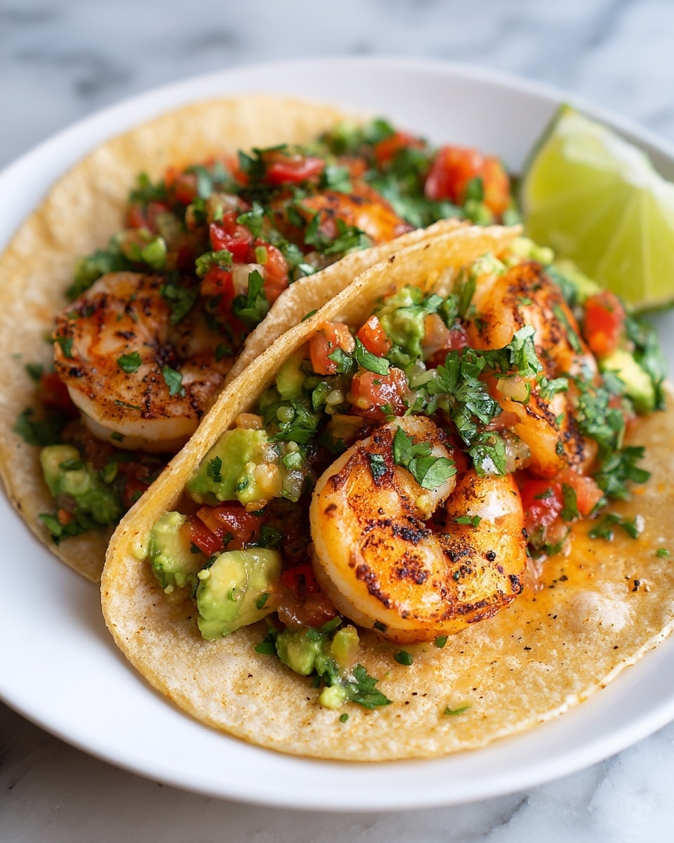 Grilled Shrimp Tacos with Avocado Salsa Recipe - Recipe Image
