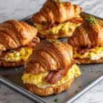 Croissant Breakfast Sandwiches with Dijon Honey Spread and Scrambled Eggs Recipe