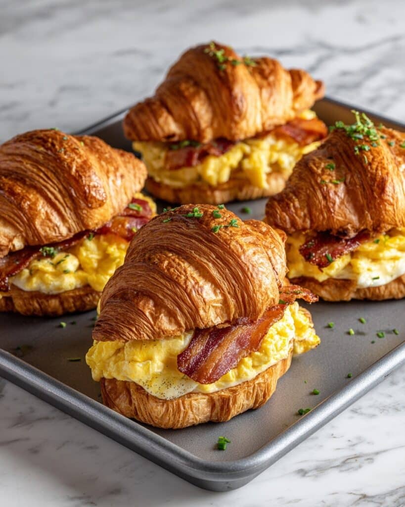 Croissant Breakfast Sandwiches with Dijon Honey Spread and Scrambled Eggs Recipe
