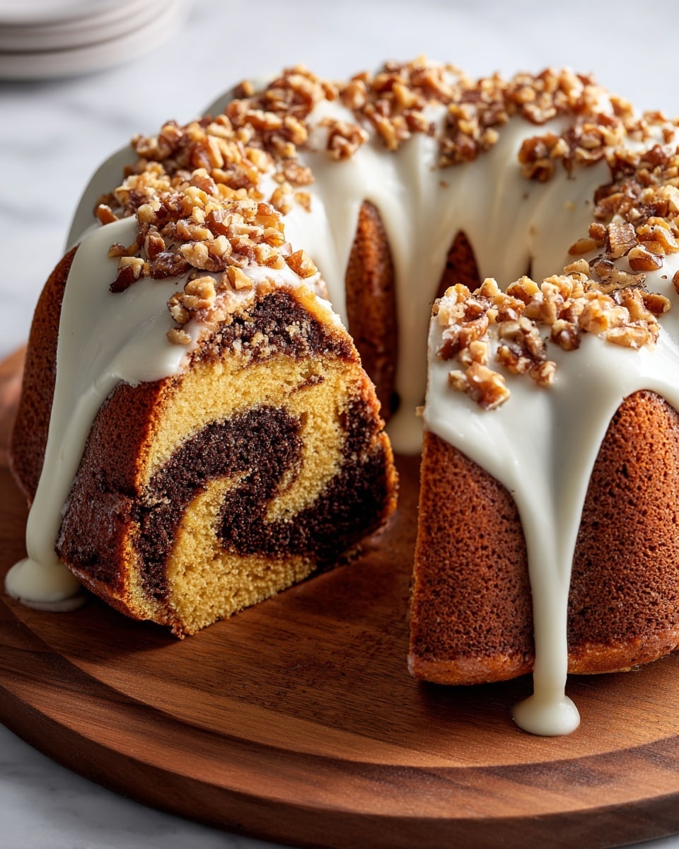 Pecan Caramel Cinnamon Roll Cream Cheese Pound Cake Recipe - Recipe Image