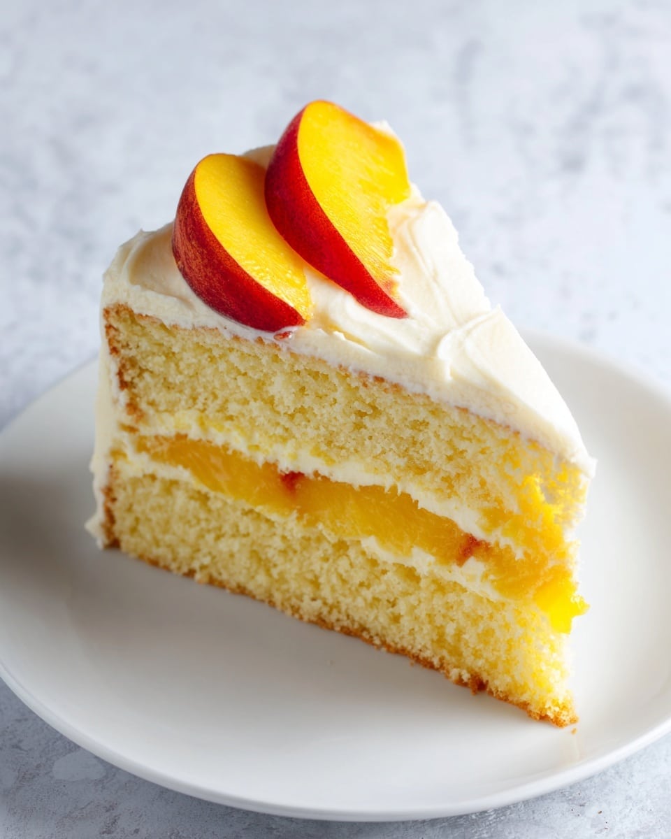 Peach Cake with Brown Sugar Frosting Recipe - Recipe Image