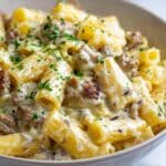 Garlic Sausage Alfredo Rigatoni Recipe