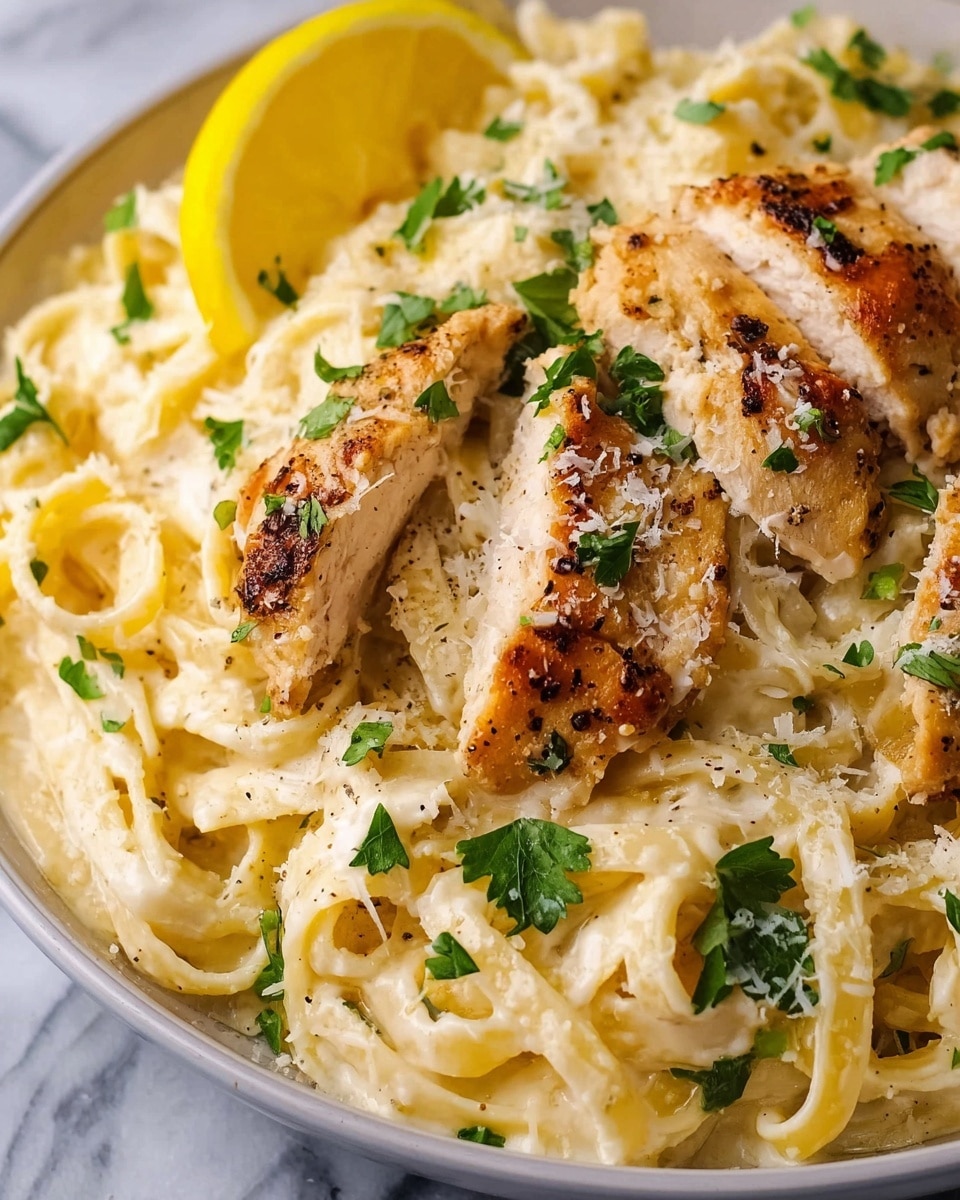 Creamy Lemon Garlic Chicken Pasta Recipe - Recipe Image