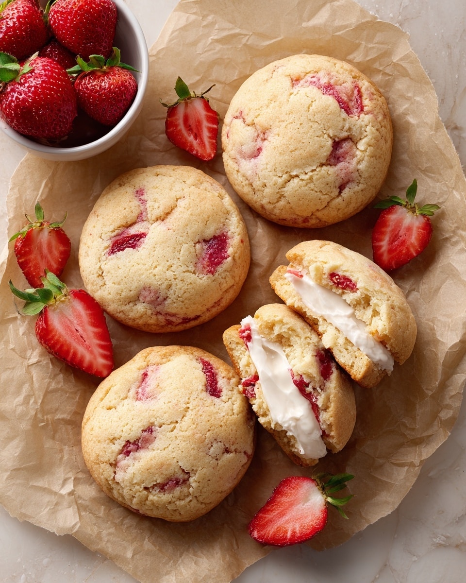 Strawberry Cheesecake Stuffed Cookies Recipe - Recipe Image