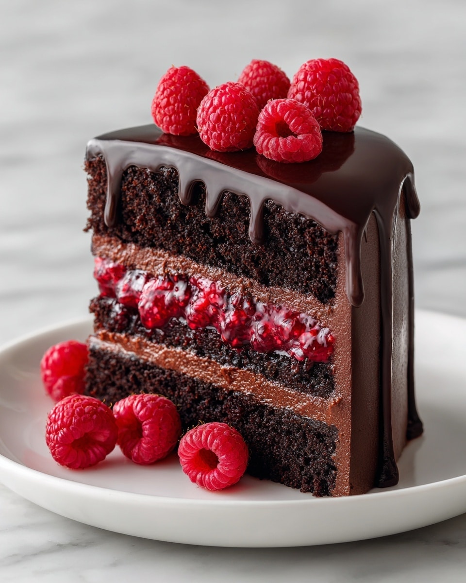 Decadent Chocolate Cake with Fresh Raspberry Bliss Recipe - Recipe Image