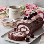Swiss Chocolate Cherry Roll Cake Recipe