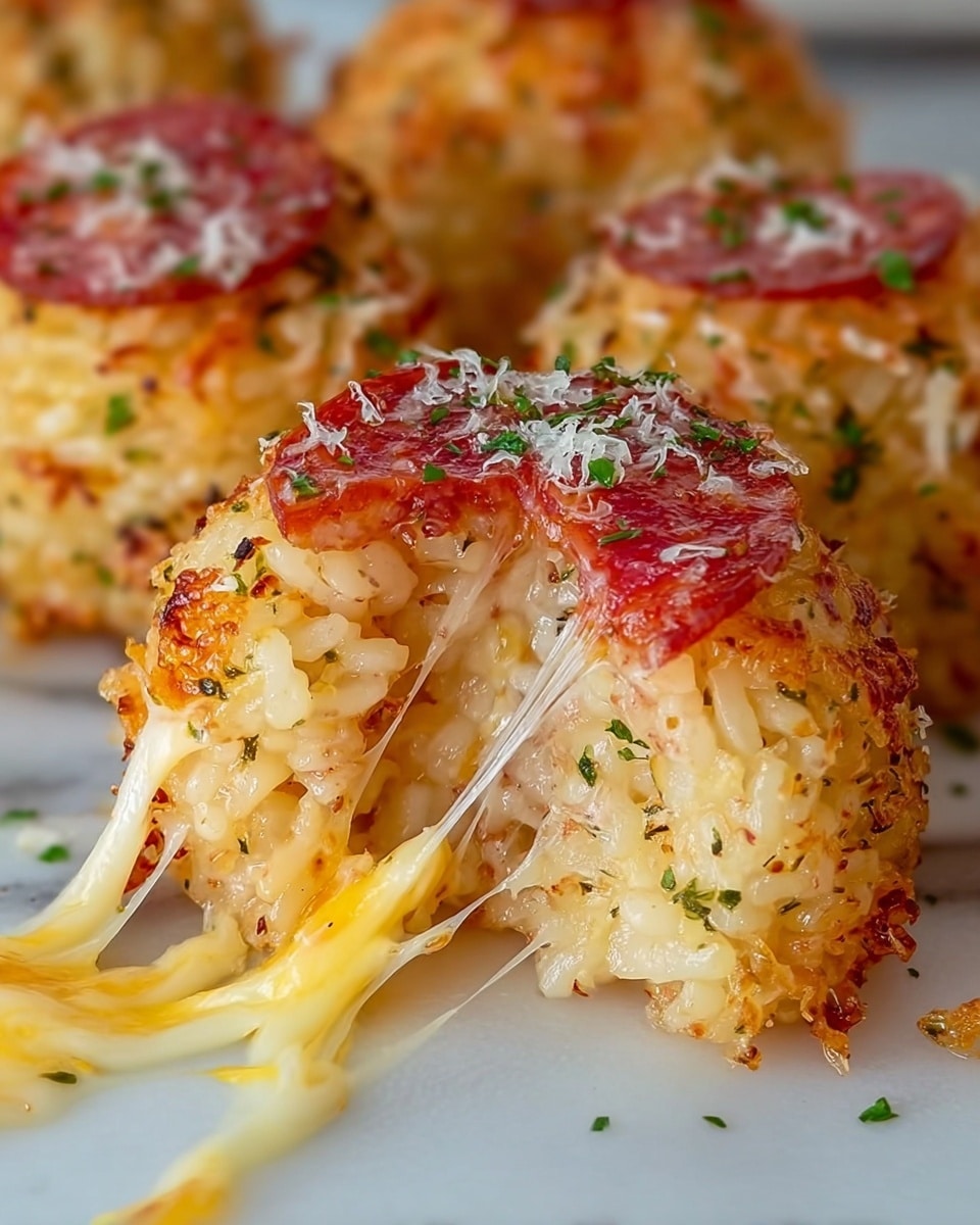 Rice Balls with Cheese and Pepperoni Recipe 6 Rice Balls with Cheese and Pepperoni Recipe - Recipe Image