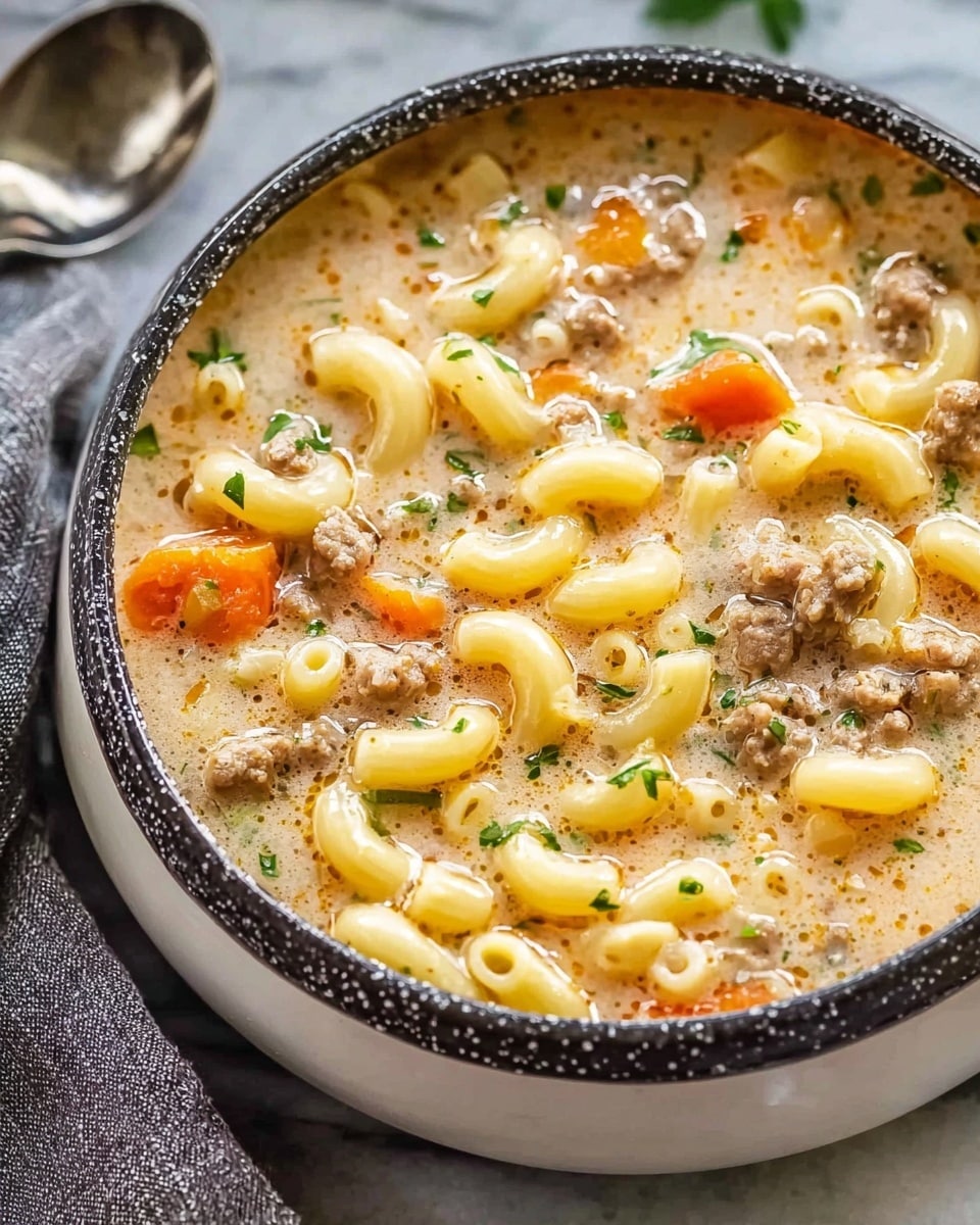One Pot Macaroni Cheeseburger Soup Recipe - Recipe Image