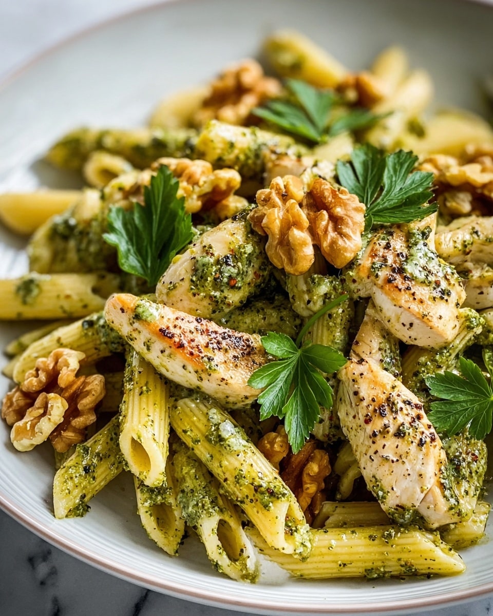 Chicken & Vegetable Penne with Parsley-Walnut Pesto Recipe - Recipe Image