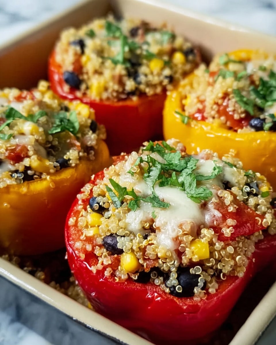 Spicy Vegetarian Quinoa Stuffed Bell Peppers Recipe - Recipe Image