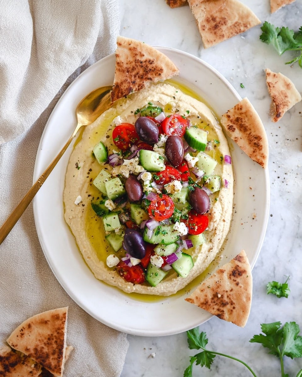 Loaded Hummus Dip with Greek Salad Toppings Recipe - Recipe Image