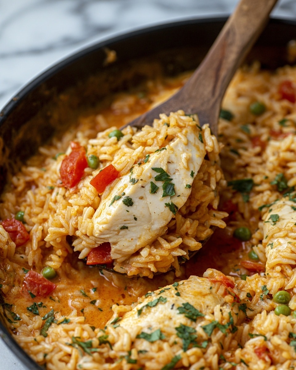 Easy One Pot Queso Chicken and Rice Recipe - Recipe Image