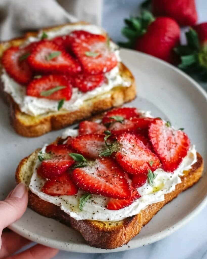 Roasted Strawberry Whipped Ricotta Toast Recipe