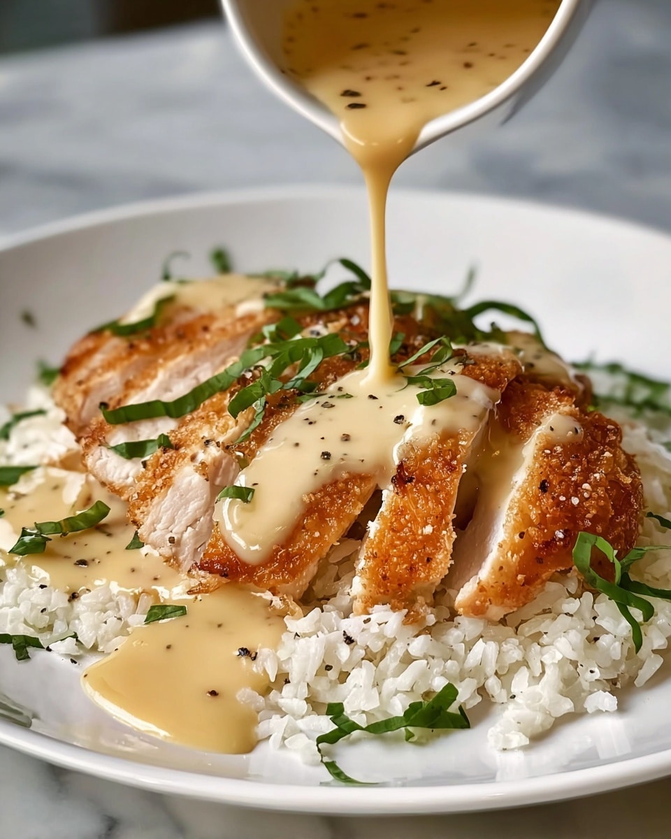 Parmesan-Crusted Chicken with Creamy Garlic Sauce Recipe - Recipe Image