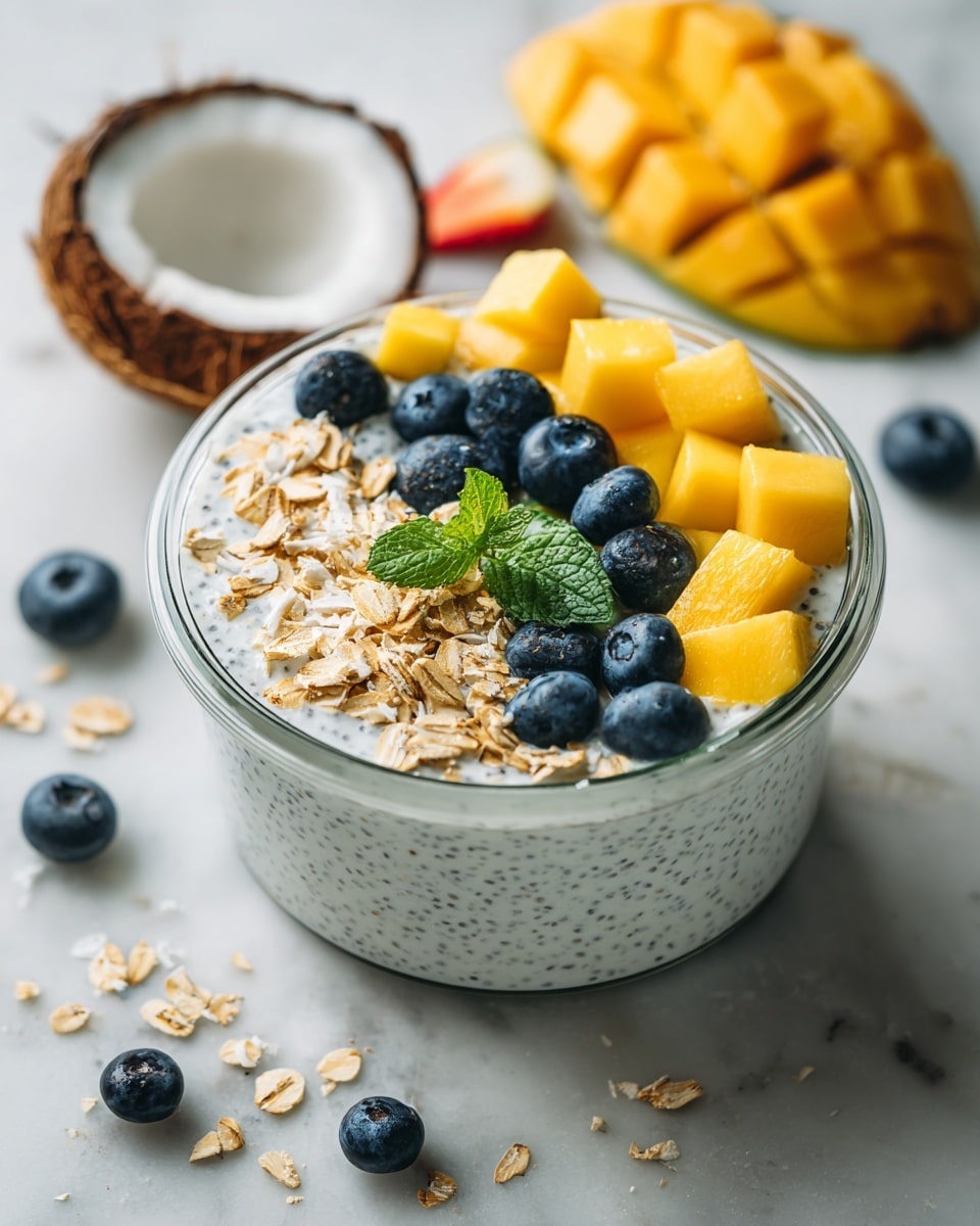 Coconut Chia Seed Pudding with Tropical Fruit Recipe - Recipe Image