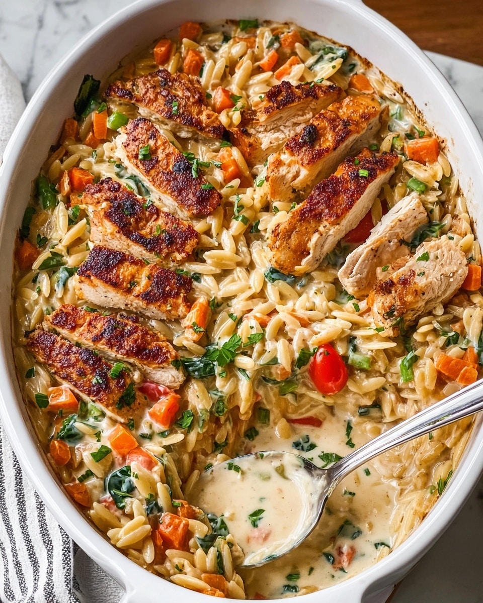 Creamy Chicken and Orzo Bake Recipe - Recipe Image