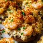 Savory Shrimp Casserole with Cheddar, Mozzarella, and Panko Breadcrumb Topping Recipe