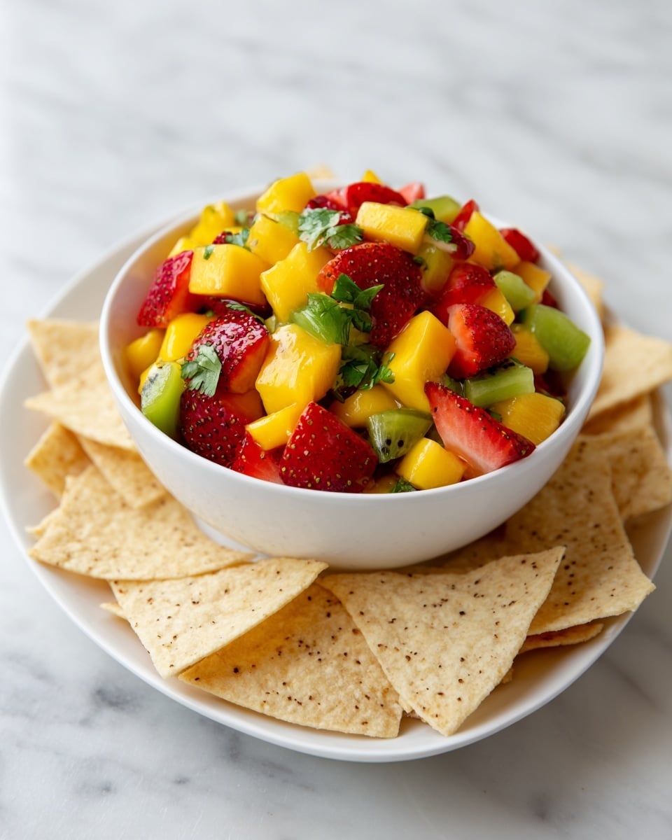 Strawberry Mango Salsa with Cinnamon-Sugar Tortilla Chips Recipe - Recipe Image