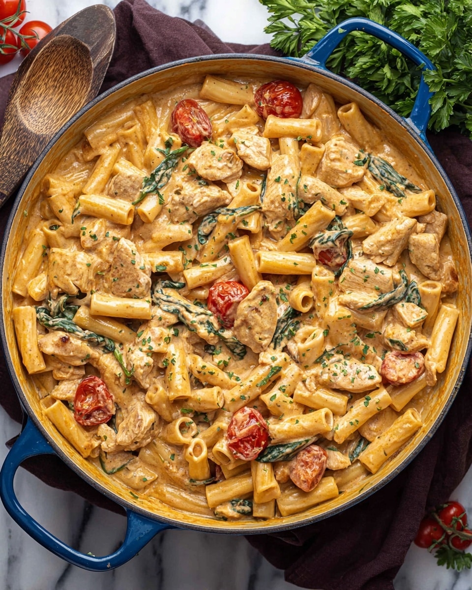 Creamy Tuscan Chicken Pasta with Sun-Dried Tomatoes and Spinach Recipe - Recipe Image