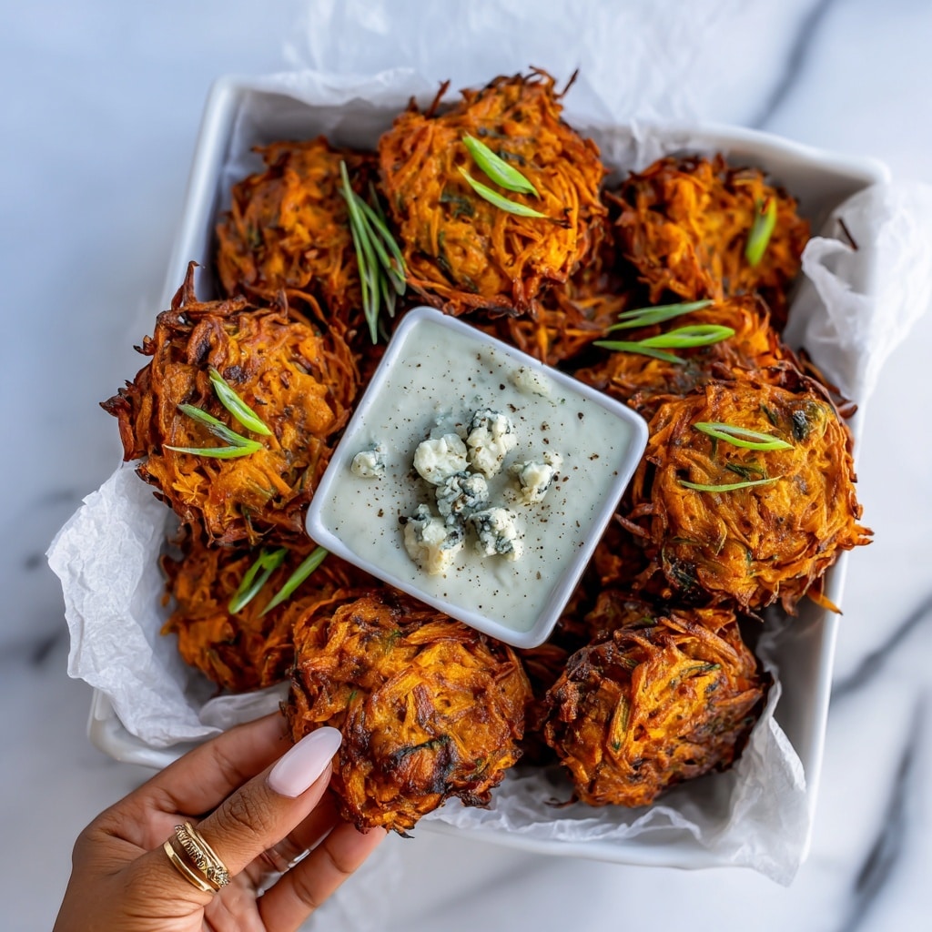 Buffalo Latkes with Blue Cheese Dip Recipe