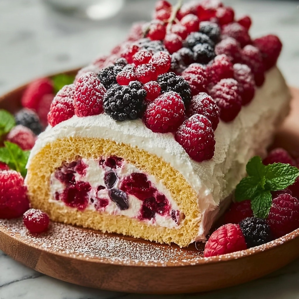 Raspberry Cream Roll Cake Recipe - Recipe Image