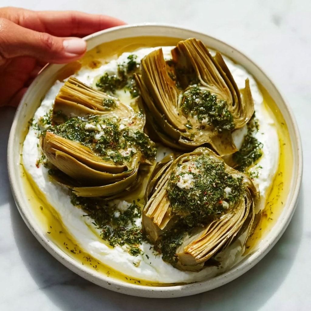 Artichokes on Whipped Ricotta with Herb Gremolata Recipe