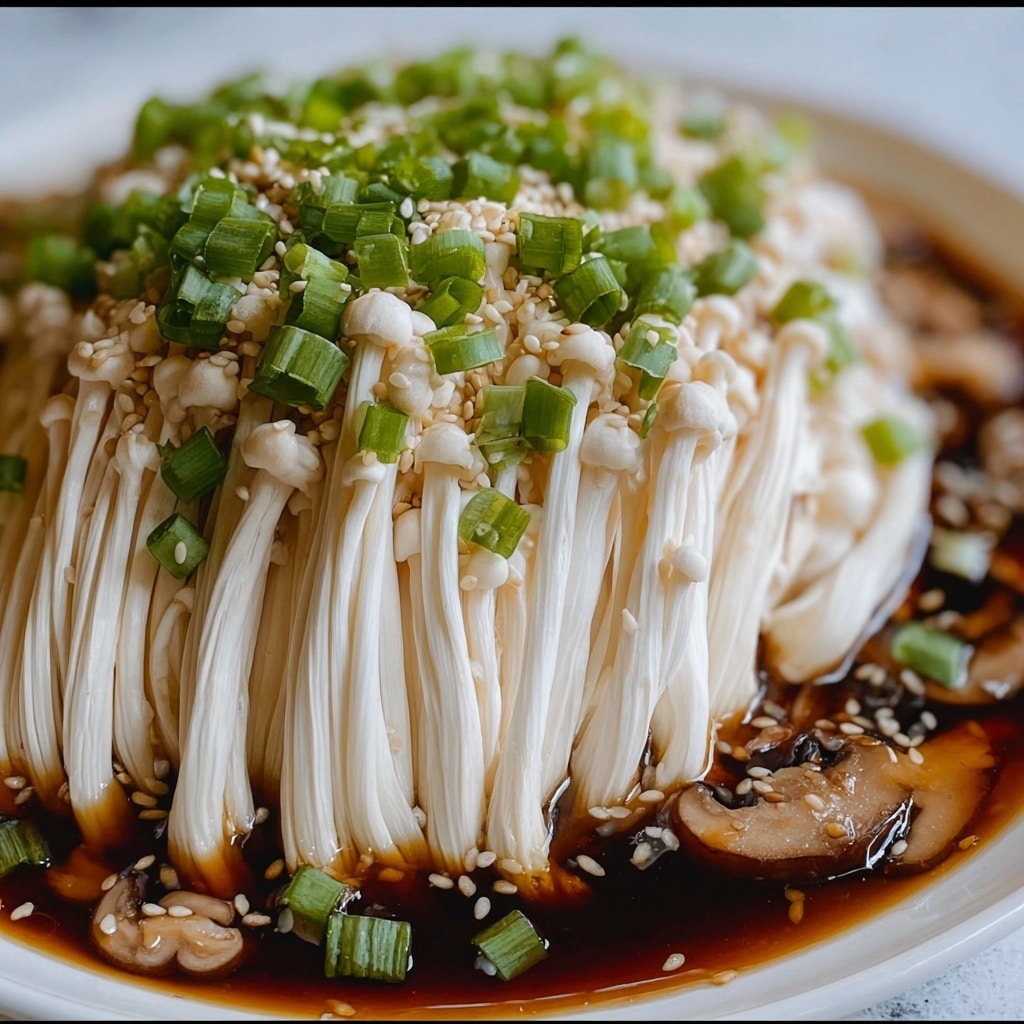Enoki Mushrooms with Garlic & Scallion Sauce Recipe 6 Enoki Mushrooms with Garlic & Scallion Sauce Recipe - Recipe Image