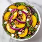 Peach and Arugula Salad with Goat Cheese, Pecans, and Balsamic Dressing Recipe