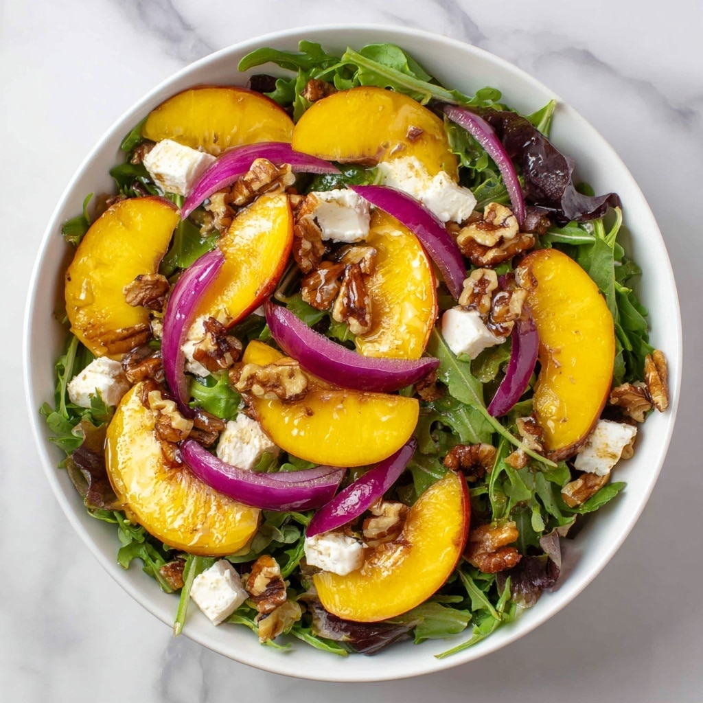 Peach and Arugula Salad with Goat Cheese, Pecans, and Balsamic Dressing Recipe