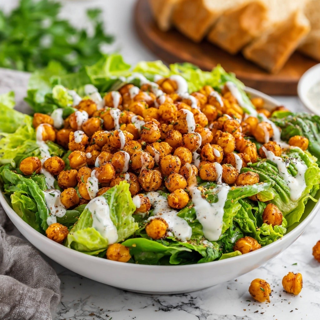 Vegan Caesar Salad with Crispy Roasted Chickpeas Recipe - Recipe Image