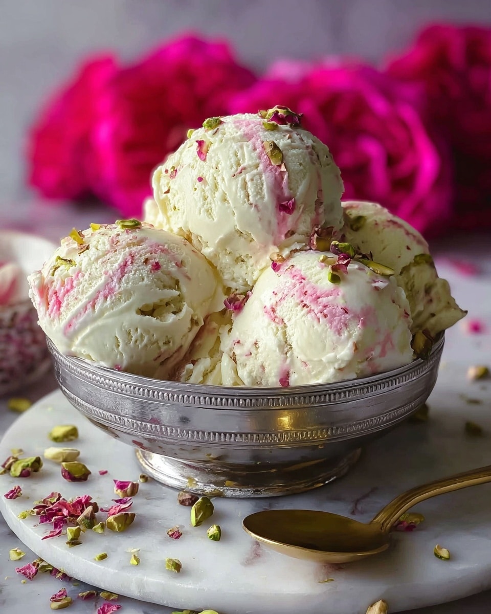 Rose Pistachio Cheesecake Ice Cream Recipe - Recipe Image