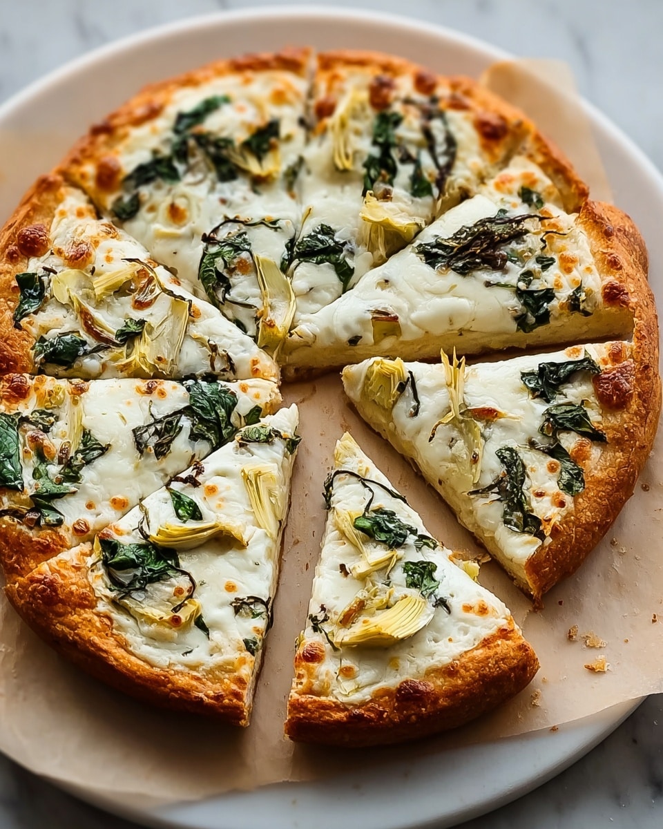 High Protein Spinach Artichoke Pizza Recipe - Recipe Image