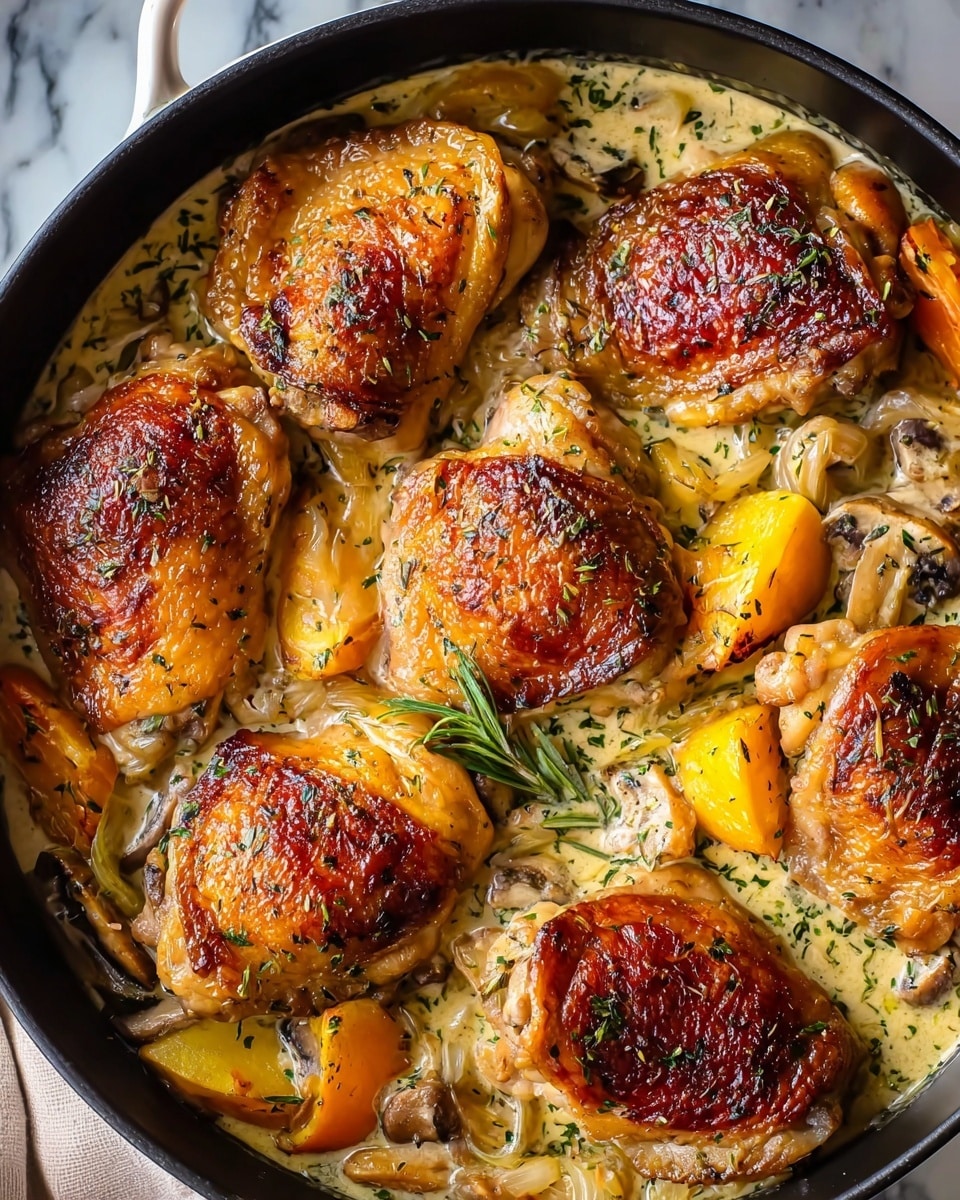 Herb Roasted Chicken in Creamy Garlic Herb Sauce Recipe