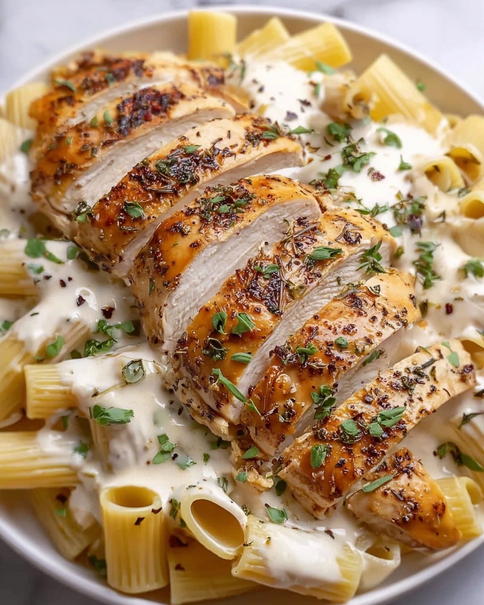 Garlic Parmesan Chicken with Creamy Rigatoni Pasta Recipe - Recipe Image