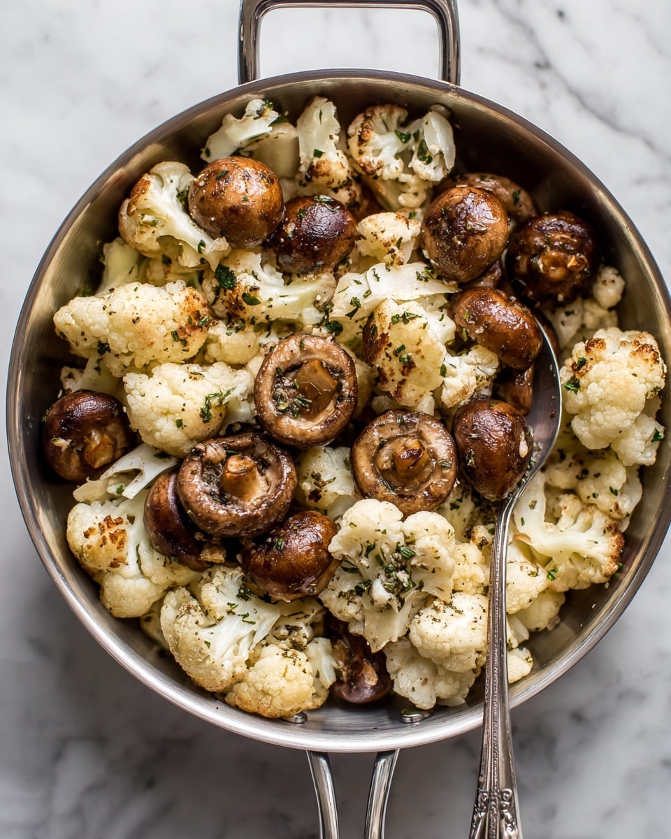 Garlic Mushrooms Cauliflower Skillet Recipe - Recipe Image