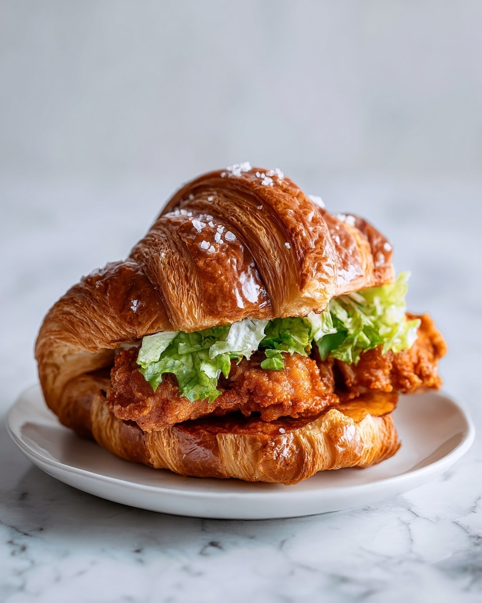 Chicken Caesar Croissant with Crispy Fried Chicken and Lemon Caesar Dressing Recipe - Recipe Image