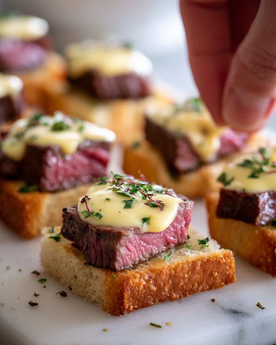 Grilled Beef Tenderloin Crostini with Béarnaise Sauce Recipe - Recipe Image