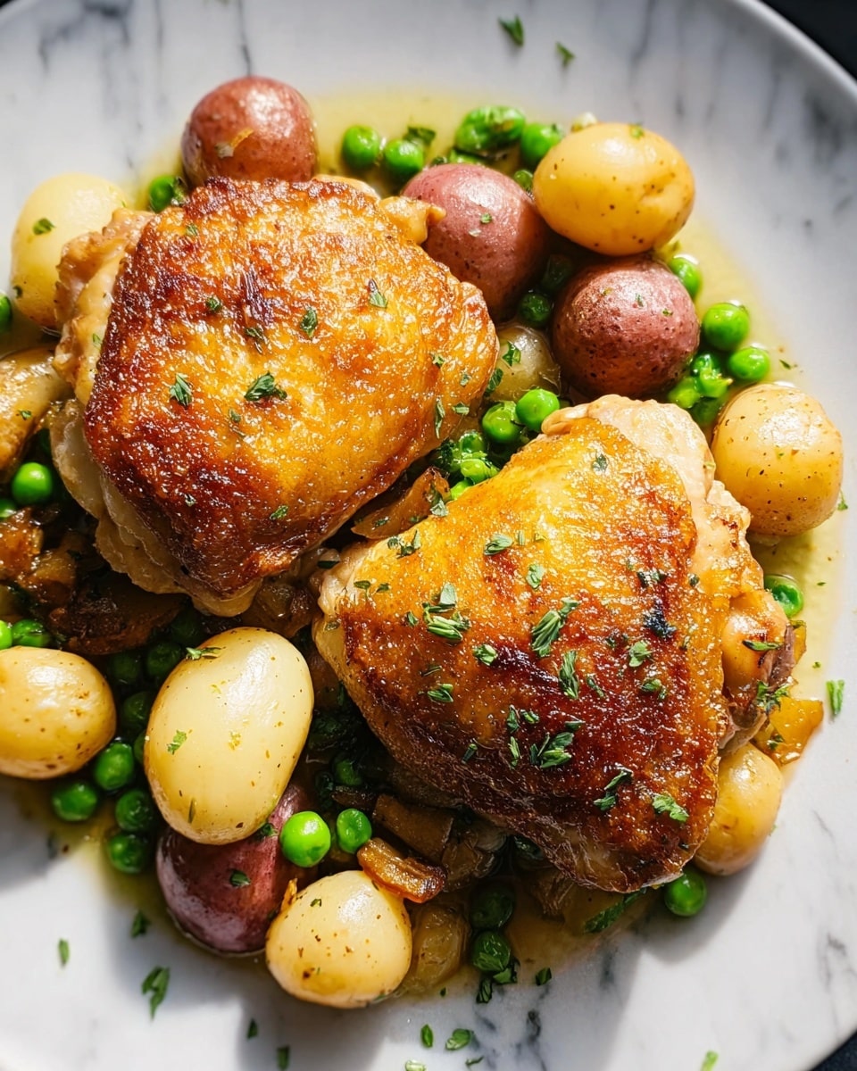 Crispy Chicken Thighs Over Vinegar Beans Recipe