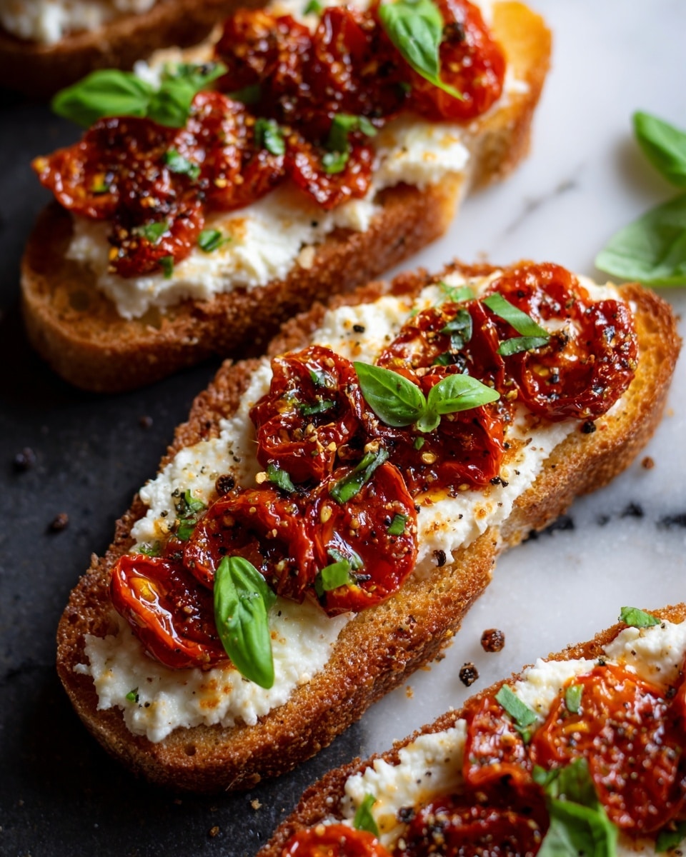 Roasted Red Pepper and Feta Bruschetta Recipe 6 Roasted Red Pepper and Feta Bruschetta Recipe - Recipe Image