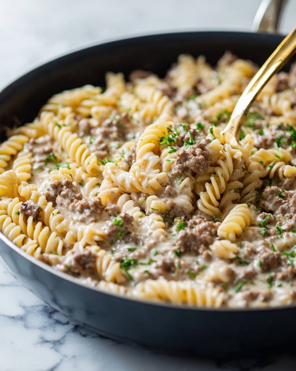 Stovetop Creamy Ground Beef Pasta Recipe